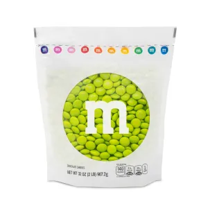 M&M’S WORLD Electric Green Milk Chocolate Candy - 2lbs of Bulk Chocolate Candy in a Resealable Pack for Birthdays, Graduations, St. Patrick's Day Celebrations, and More
