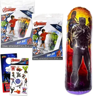 Marvel Black Panther and Hulk Bop Bag for Kids - Bundle with Black Panther and Hulk Punching Bag for Outdoor Play Plus Avengers Stickers, More | Marvel Punching Toy for Kids
