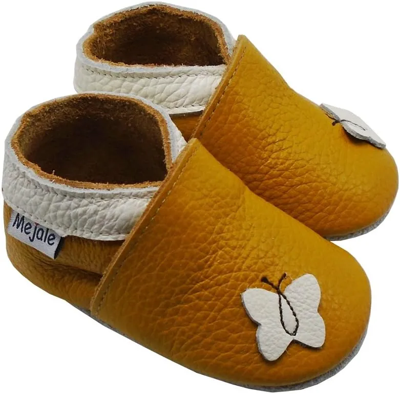 Mejale Baby Shoes Soft Sole Leather Moccasins Cartoon Butterfly Infant Toddler First Walker Slippers
