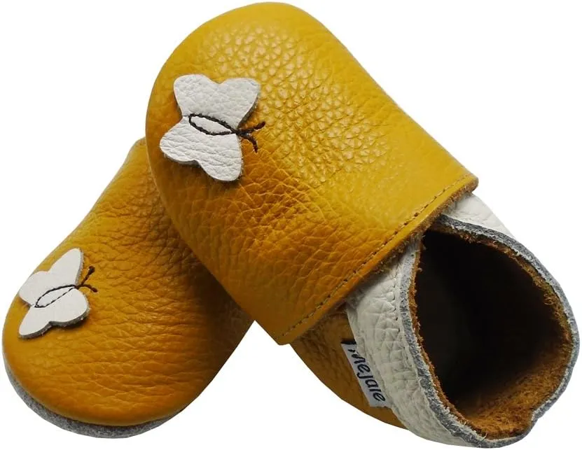 Mejale Baby Shoes Soft Sole Leather Moccasins Cartoon Butterfly Infant Toddler First Walker Slippers