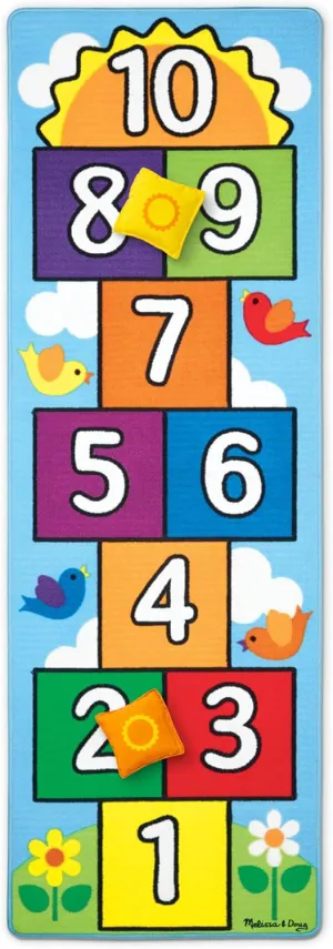Melissa & Doug Hop & Count Hopscotch Rug (Play Space & Room Decor, Skid-Proof Backing, 27” H x 5.5” W x 5.5” L) - Classic Hopscotch Rug For Kids