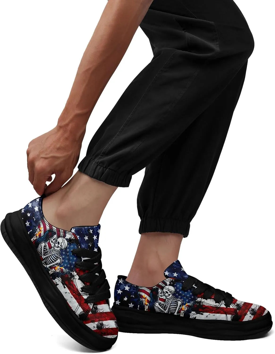 Men's Gothic Skull Fashion Sneakers Casual Skateboarding Canvas Shoes for Women Streetwear Trendy Comfort Walking Shoes