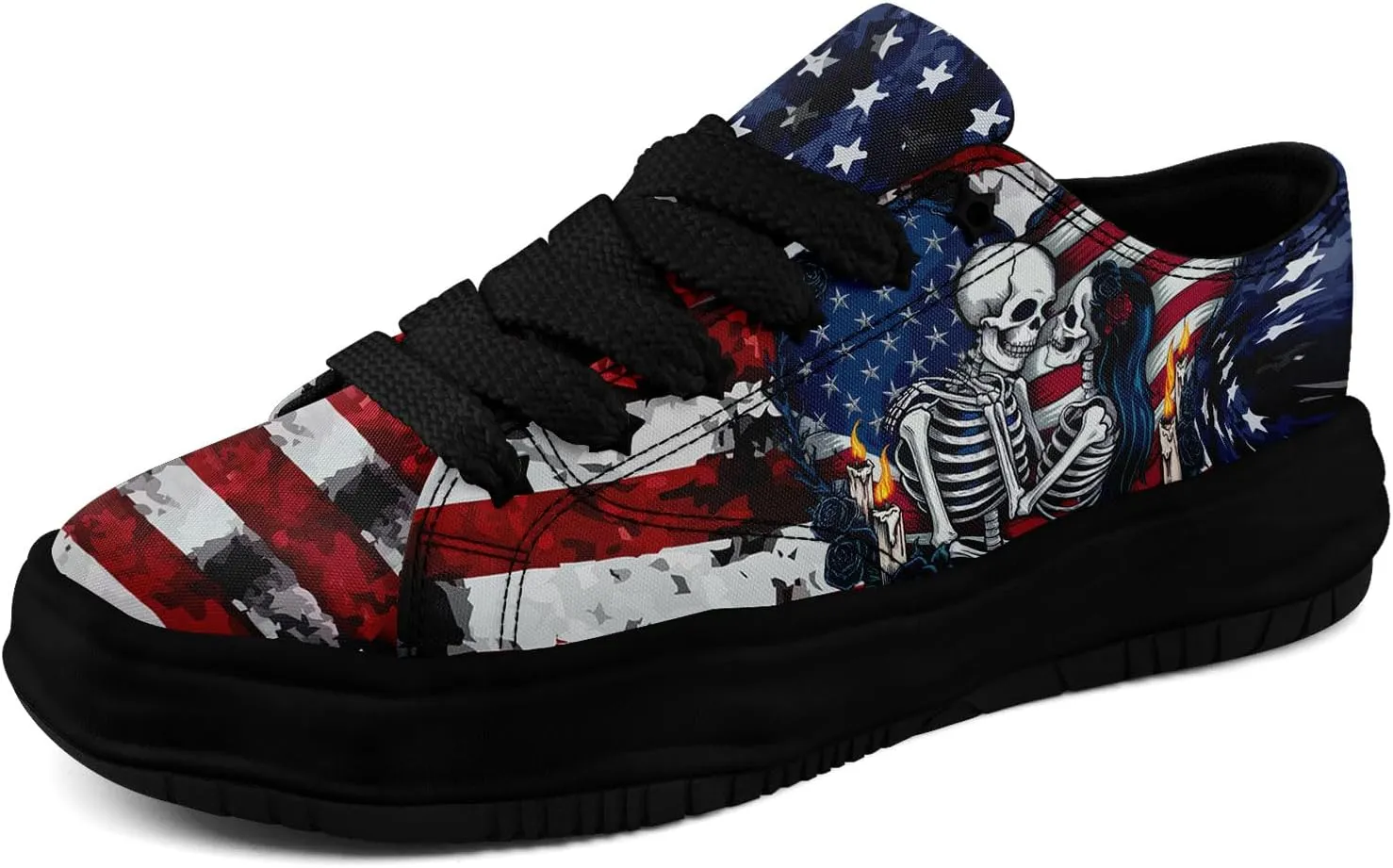Men's Gothic Skull Fashion Sneakers Casual Skateboarding Canvas Shoes for Women Streetwear Trendy Comfort Walking Shoes