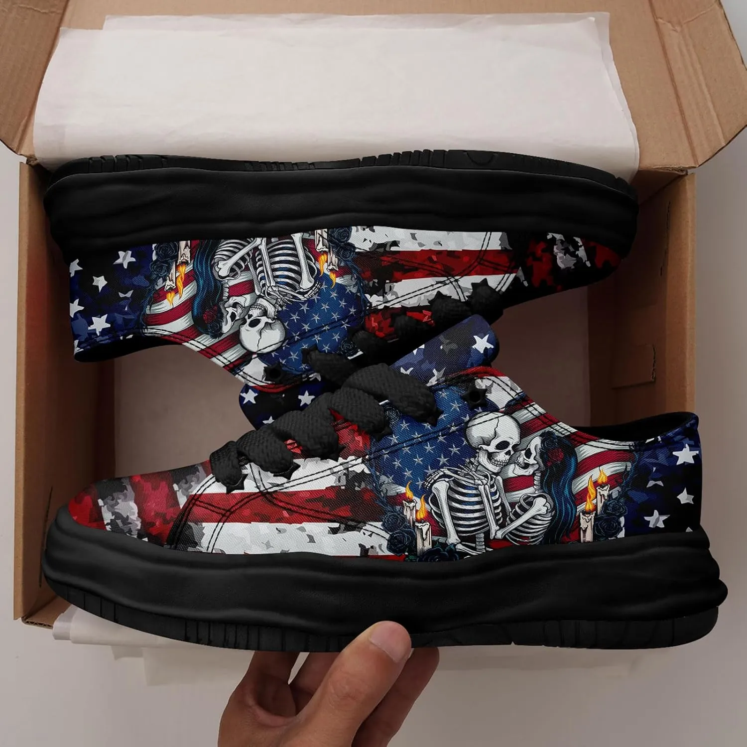 Men's Gothic Skull Fashion Sneakers Casual Skateboarding Canvas Shoes for Women Streetwear Trendy Comfort Walking Shoes