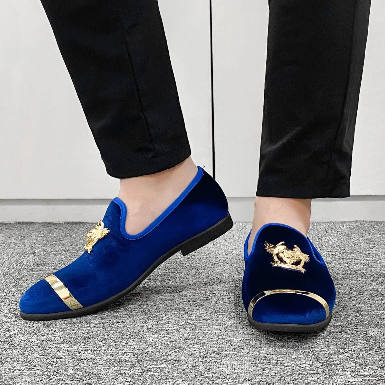 Men's Loafers Vintage Slip on Suede Dress Shoes Velvet Dress Loafers Size 7-13