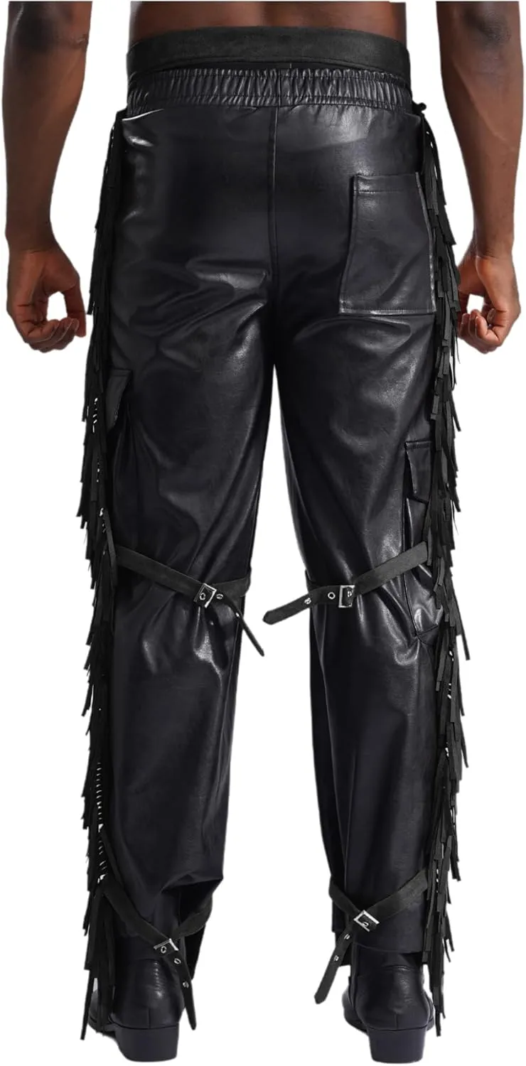 Mens Suede Fringe Motorcycle Chaps Cowboy Wester Riding Biker Vintage Chap Pants Halloween Costume
