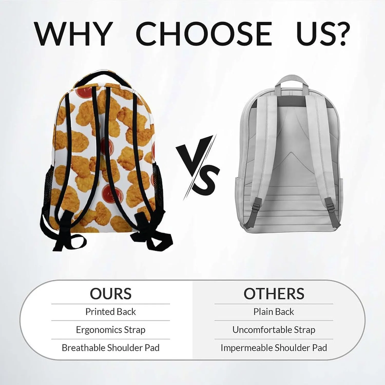 Mercuryelf School Backpack for Boys - 17 Inch Large Capacity Kid Backpack for School, Travel and Camp - Lightweight Durable Chicken Nugget Bookbag