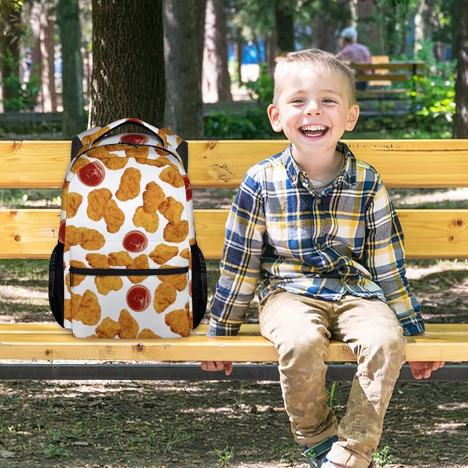 Mercuryelf School Backpack for Boys - 17 Inch Large Capacity Kid Backpack for School, Travel and Camp - Lightweight Durable Chicken Nugget Bookbag