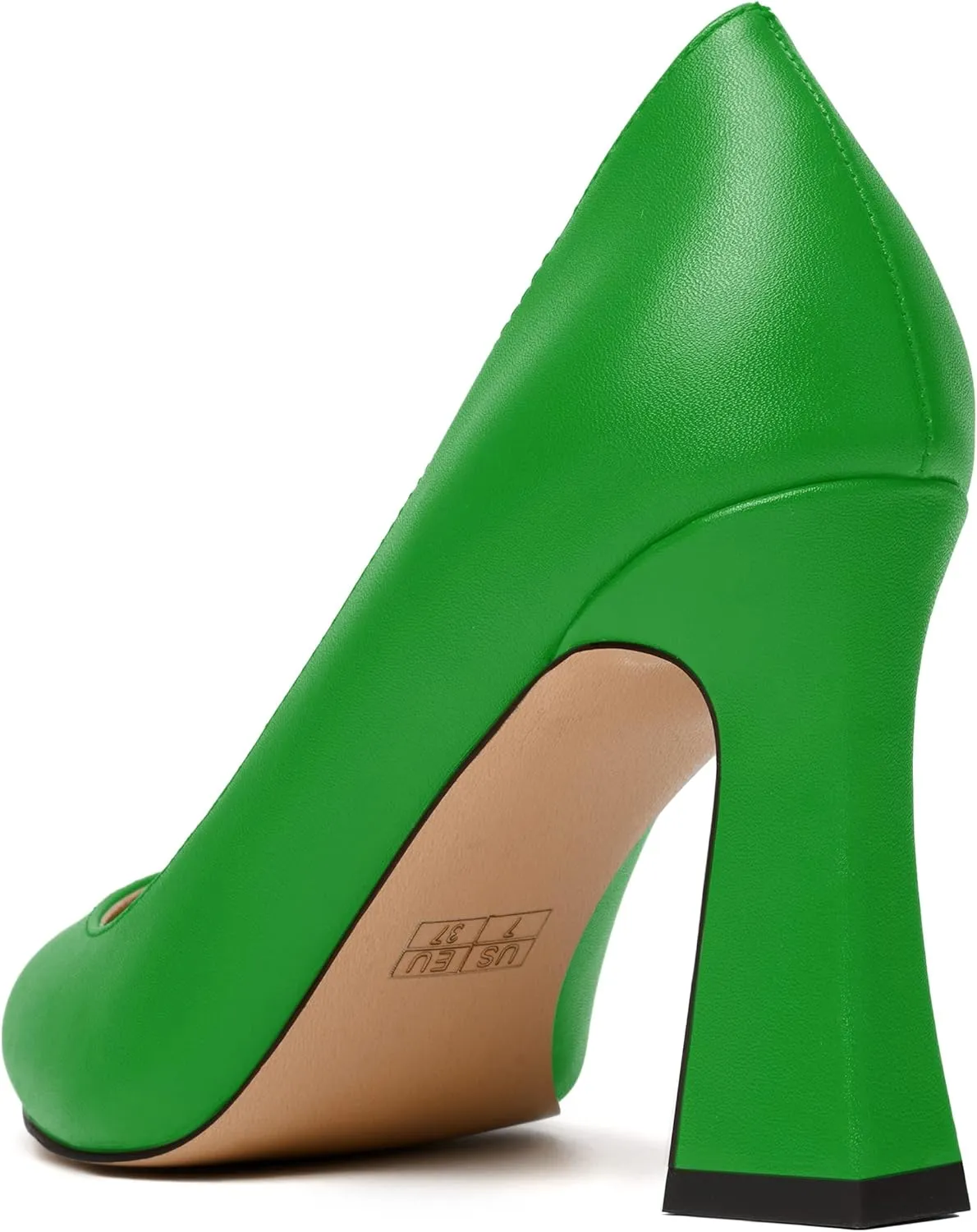 MERRORI Women's High Chunky Heels Dress Slip On Closed Toe Pointed Toe Evening Matte Heel Pumps Shoes 3.3 Inch