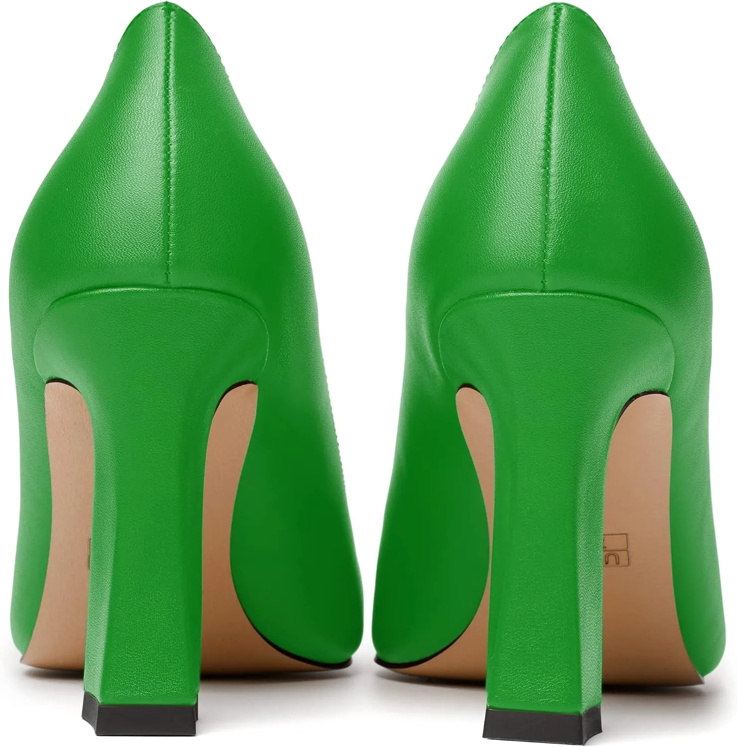 MERRORI Women's High Chunky Heels Dress Slip On Closed Toe Pointed Toe Evening Matte Heel Pumps Shoes 3.3 Inch