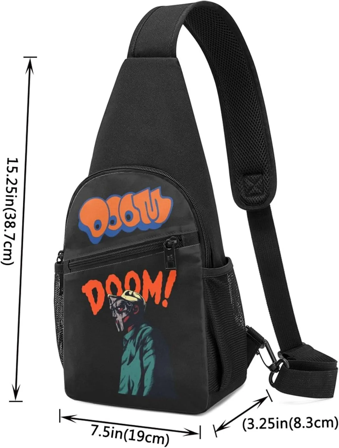 MF Hip Hop Music Rapper Sling Bag Chest Shoulder Backpack Crossbody Bags for Men Women Hiking Daypack Multipurpose Cross Body Chest Bag, Mf Doom-13