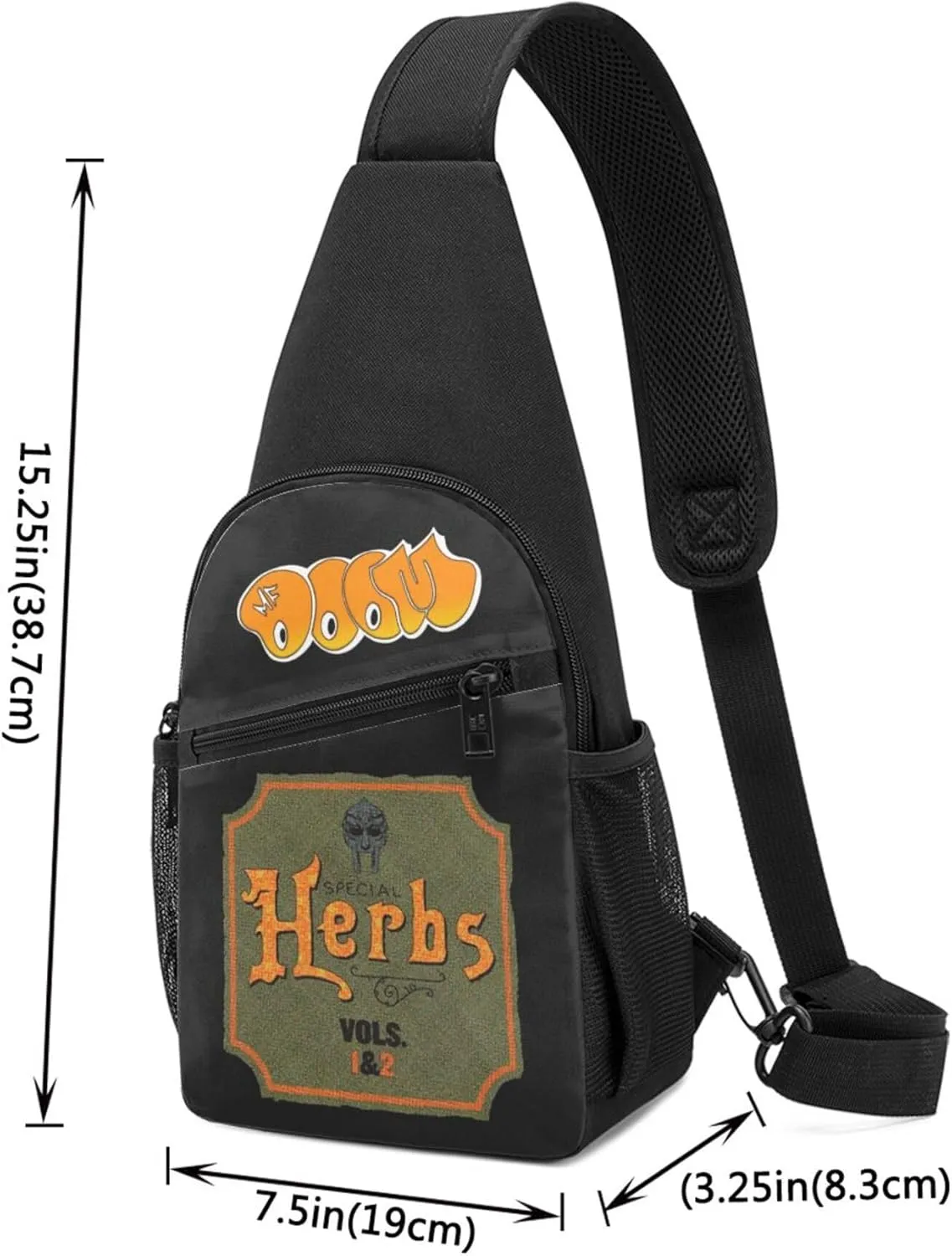 MF Hip Hop Music Rapper Sling Bag Chest Shoulder Backpack Crossbody Bags for Men Women Hiking Daypack Multipurpose Cross Body Chest Bag