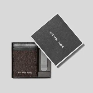 Michael Kors Money Clip Card Case In Gifting Box Set Brown RS-37H9LGFD1B