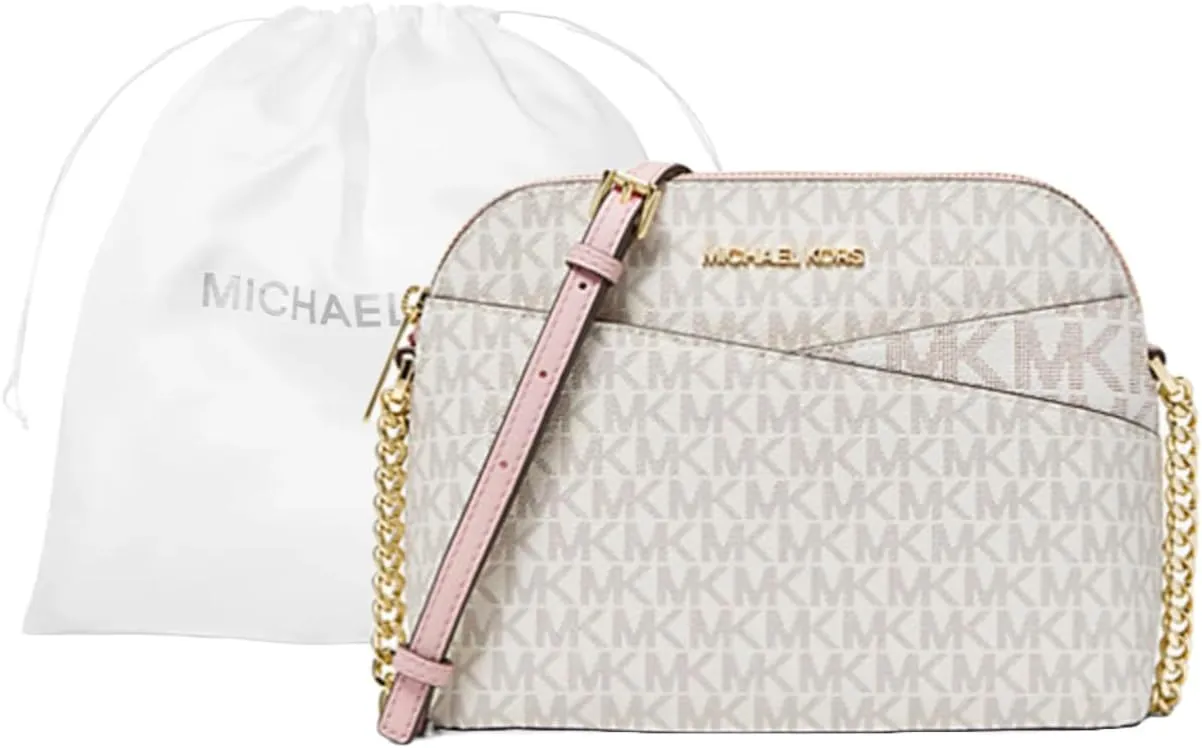 Michael Michael Kors Jet Set Travel Medium Logo Dome Crossbody Bag (PWD BLSH MLT)