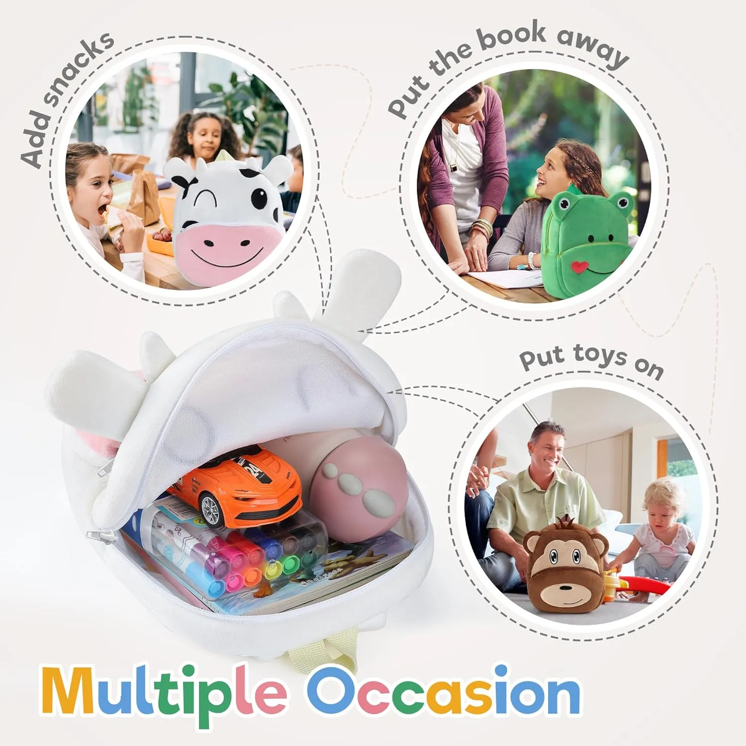 MICHLEY Toddler Backpack Plush Animal SchoolBag Cartoon Girls Travel Bag Mini Baby Daypack for Kids Kindergarten Pre School Bags, Cow
