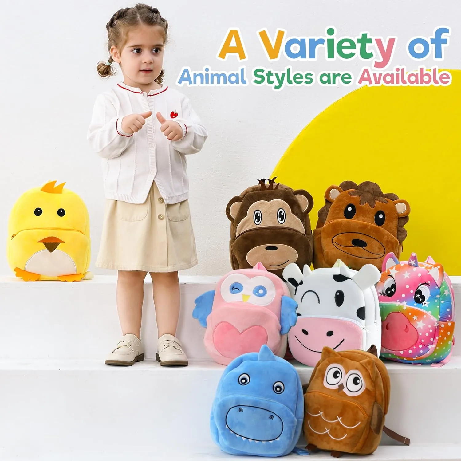 MICHLEY Toddler Backpack Plush Animal SchoolBag Cartoon Girls Travel Bag Mini Baby Daypack for Kids Kindergarten Pre School Bags, Cow