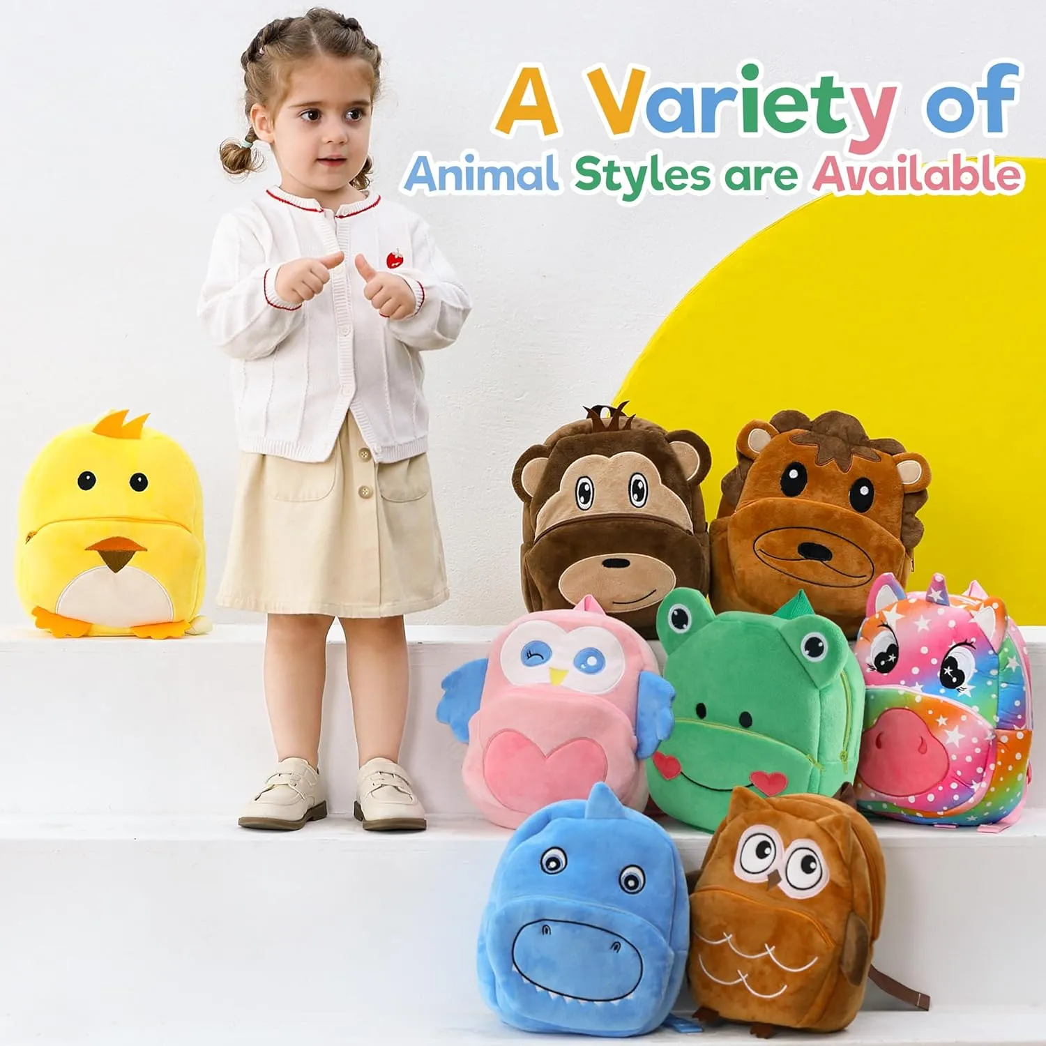 MICHLEY Toddler Backpack Plush Animal SchoolBag Cartoon Girls Travel Bag Mini Baby Daypack for Kids Kindergarten Pre School Bags, Owl