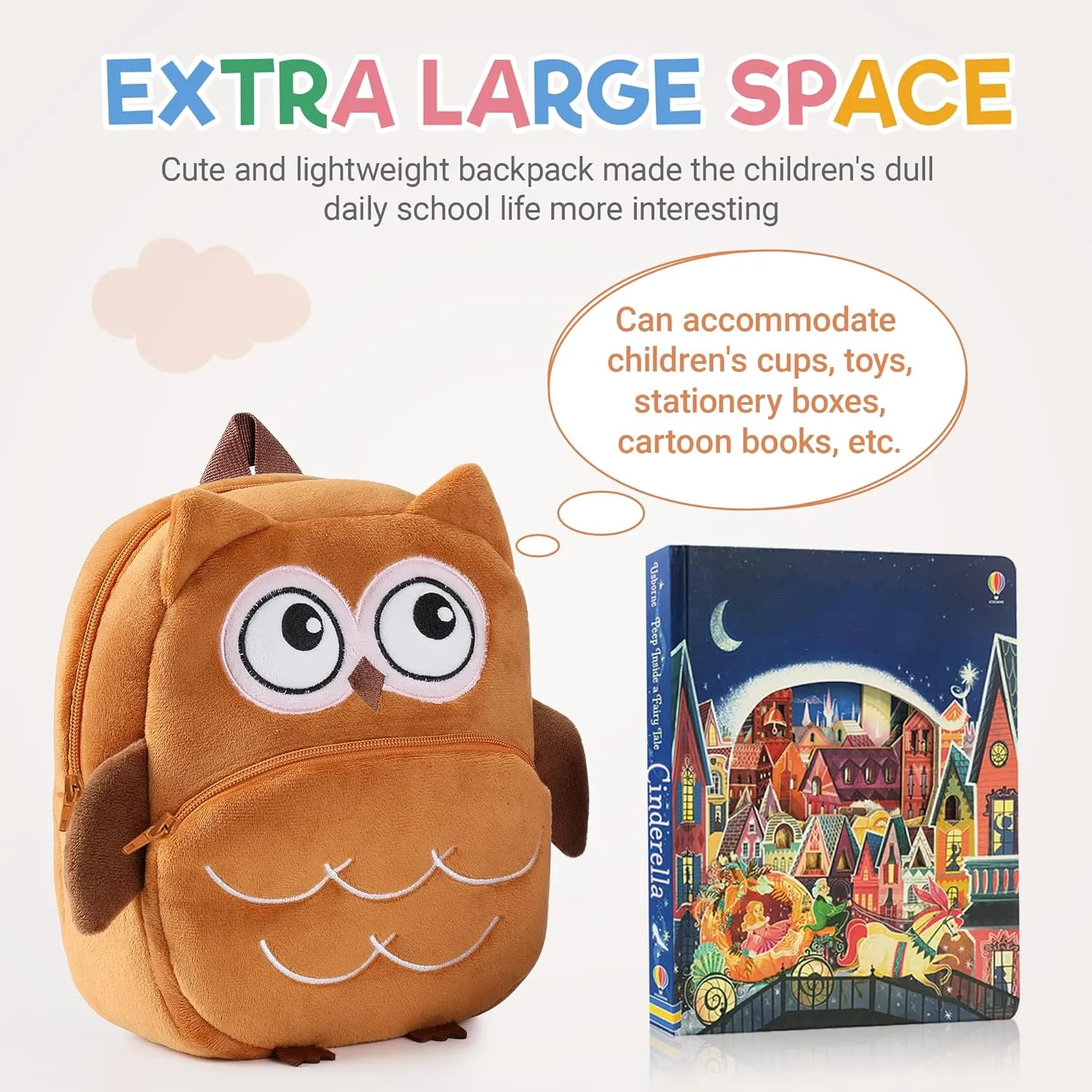 MICHLEY Toddler Backpack Plush Animal SchoolBag Cartoon Girls Travel Bag Mini Baby Daypack for Kids Kindergarten Pre School Bags, Owl