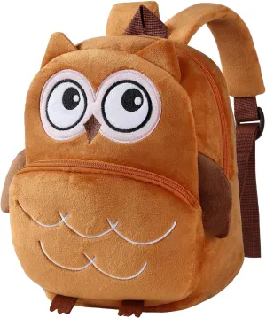 MICHLEY Toddler Backpack Plush Animal SchoolBag Cartoon Girls Travel Bag Mini Baby Daypack for Kids Kindergarten Pre School Bags, Owl