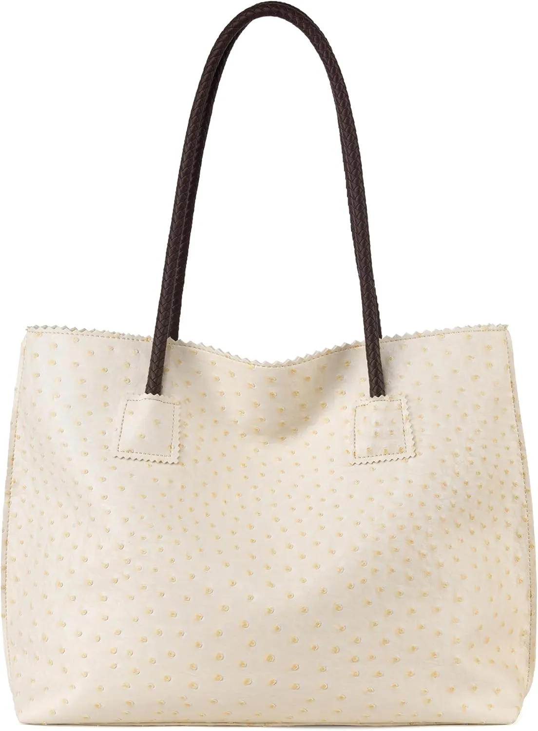 Milan Chiva Tote Bag for Women with Zipper Large Ostrich Vegan Leather Shoulder Purses and Handbags