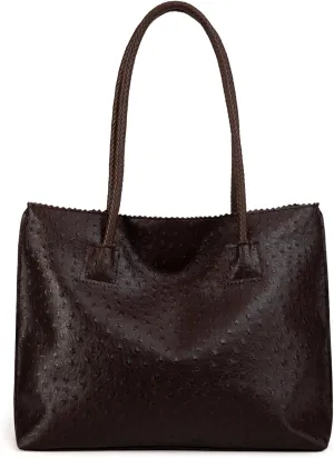 Milan Chiva Tote Bag for Women with Zipper Large Ostrich Vegan Leather Shoulder Purses and Handbags