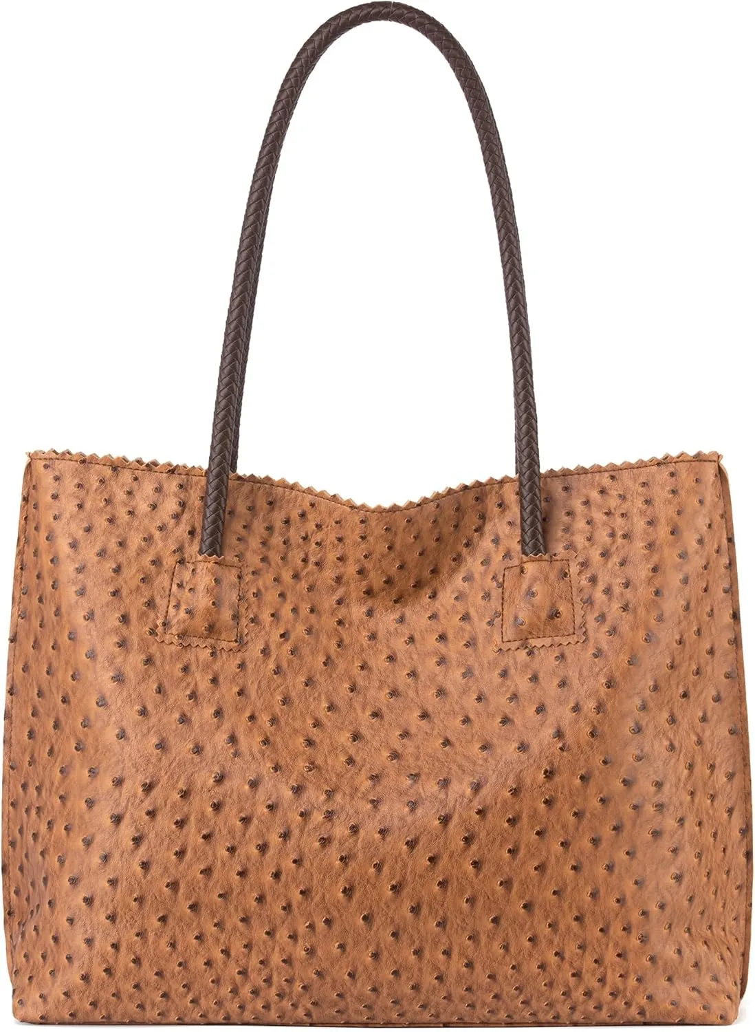 Milan Chiva Tote Bag for Women with Zipper Large Ostrich Vegan Leather Shoulder Purses and Handbags