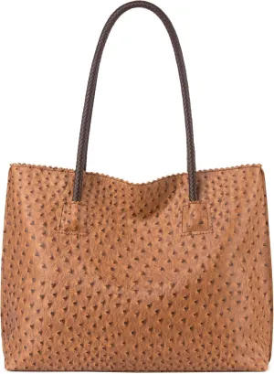Milan Chiva Tote Bag for Women with Zipper Large Ostrich Vegan Leather Shoulder Purses and Handbags