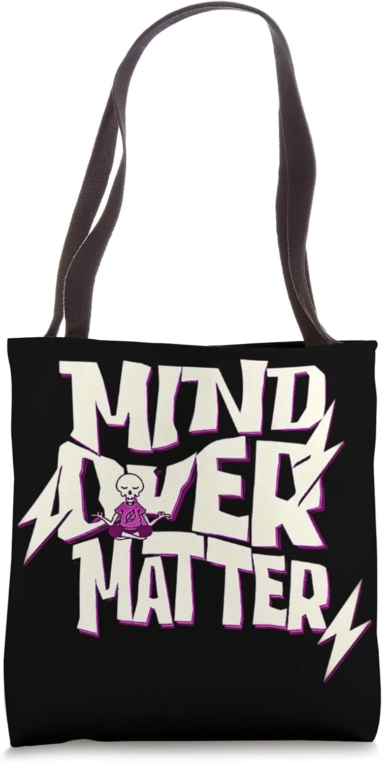 Mind Over Matter Skeleton Meditation Lightning Design Tote Bag