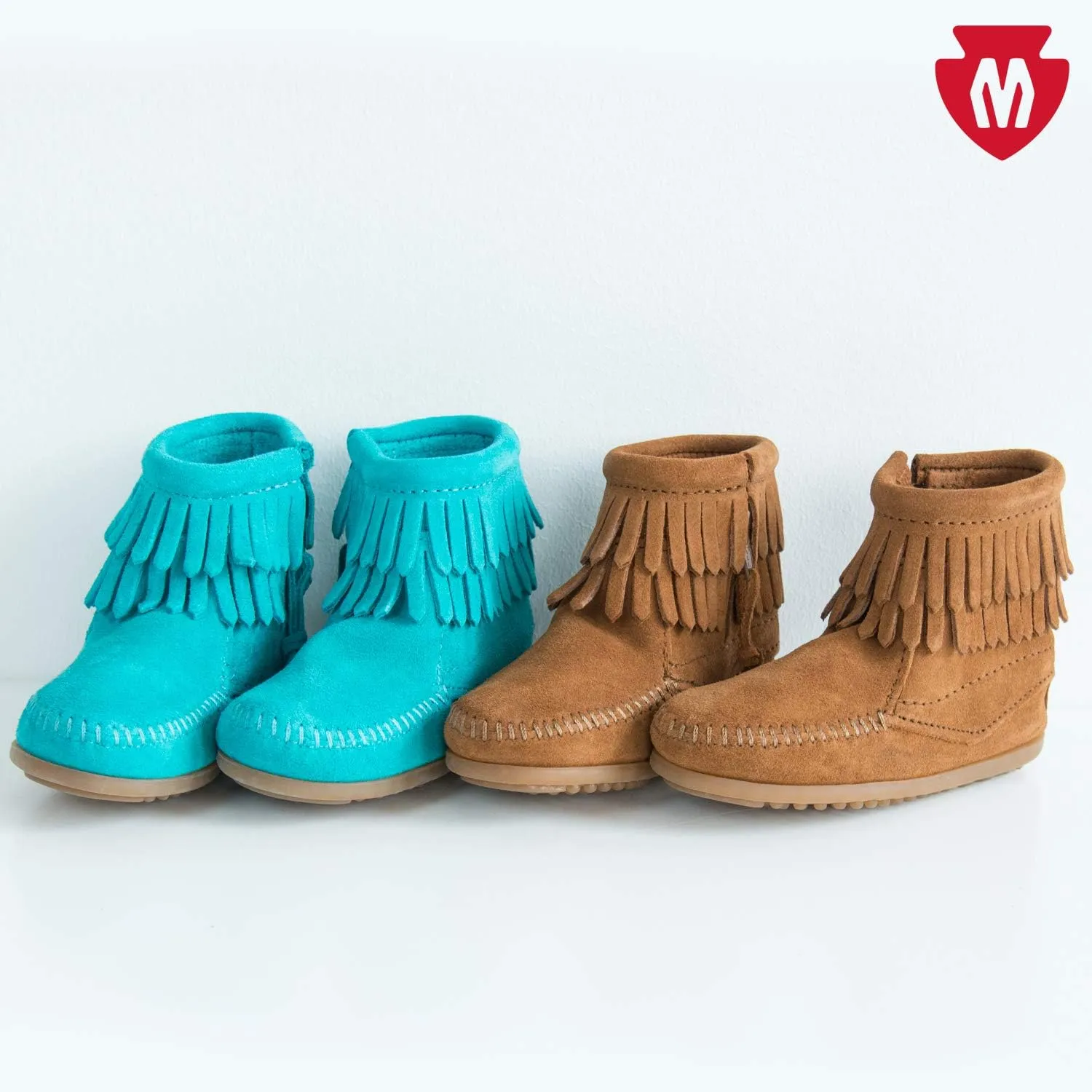 Minnetonka Children's Double Fringe Side Zip Boot