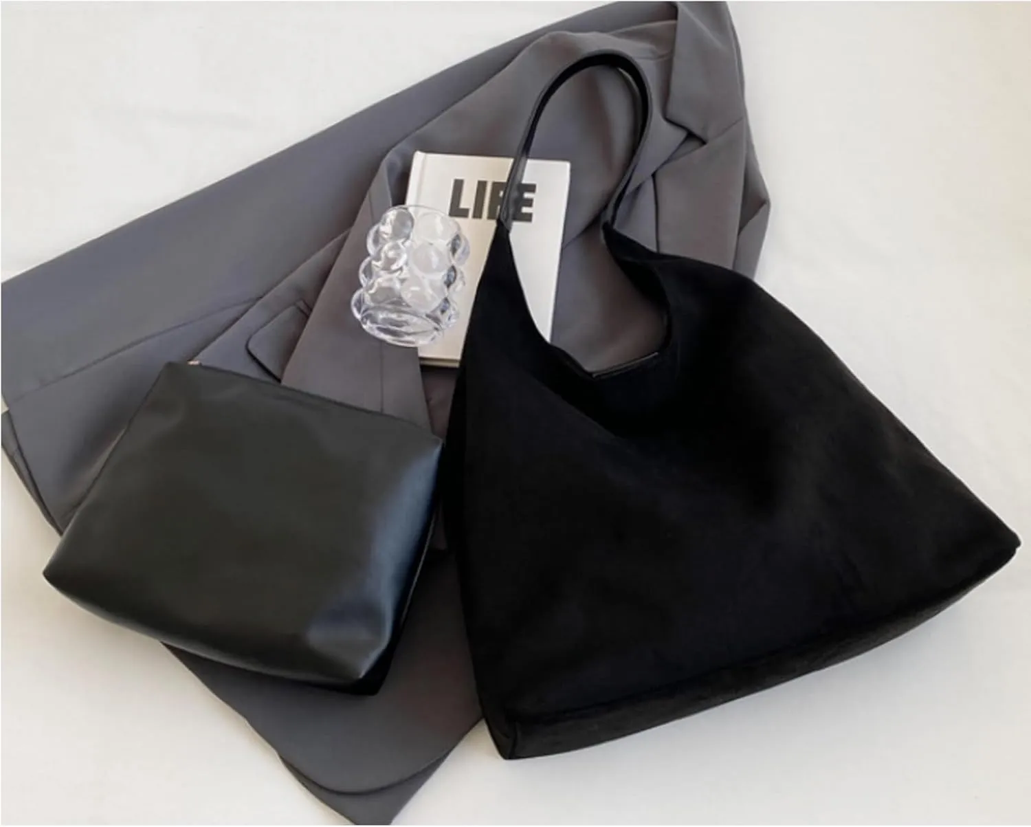Modavo Suede Tote Bag for Women, Modavo Suede Bag, Suede Shoulder Bag Women's Suede Purse Vintage Top Handle Bag