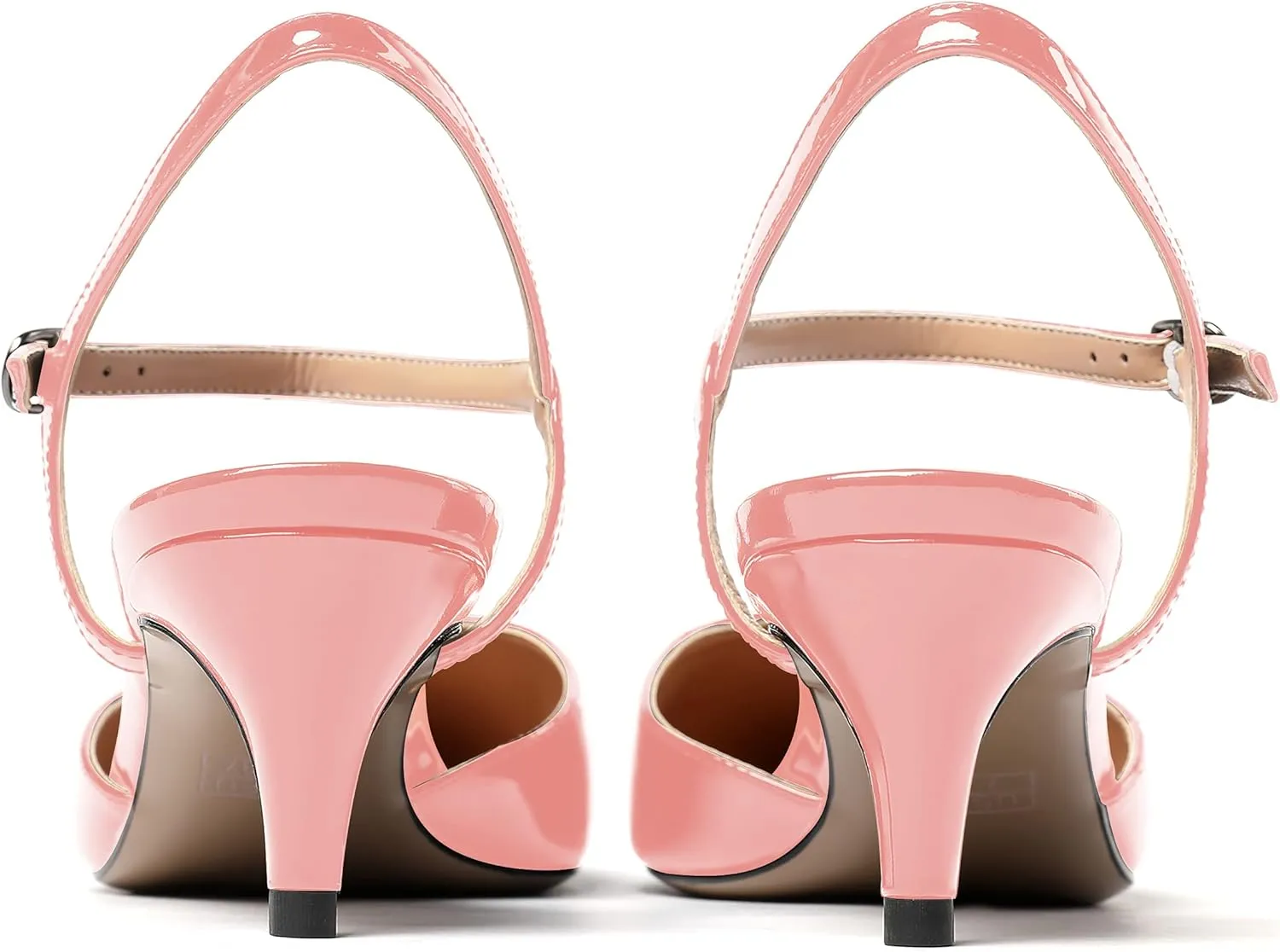 MODENCOCO Women's Pointed Toe Slingback Patent Leather Ankle Strap Kitten Low Heel Pumps Evening Dress Shoes 2 Inch
