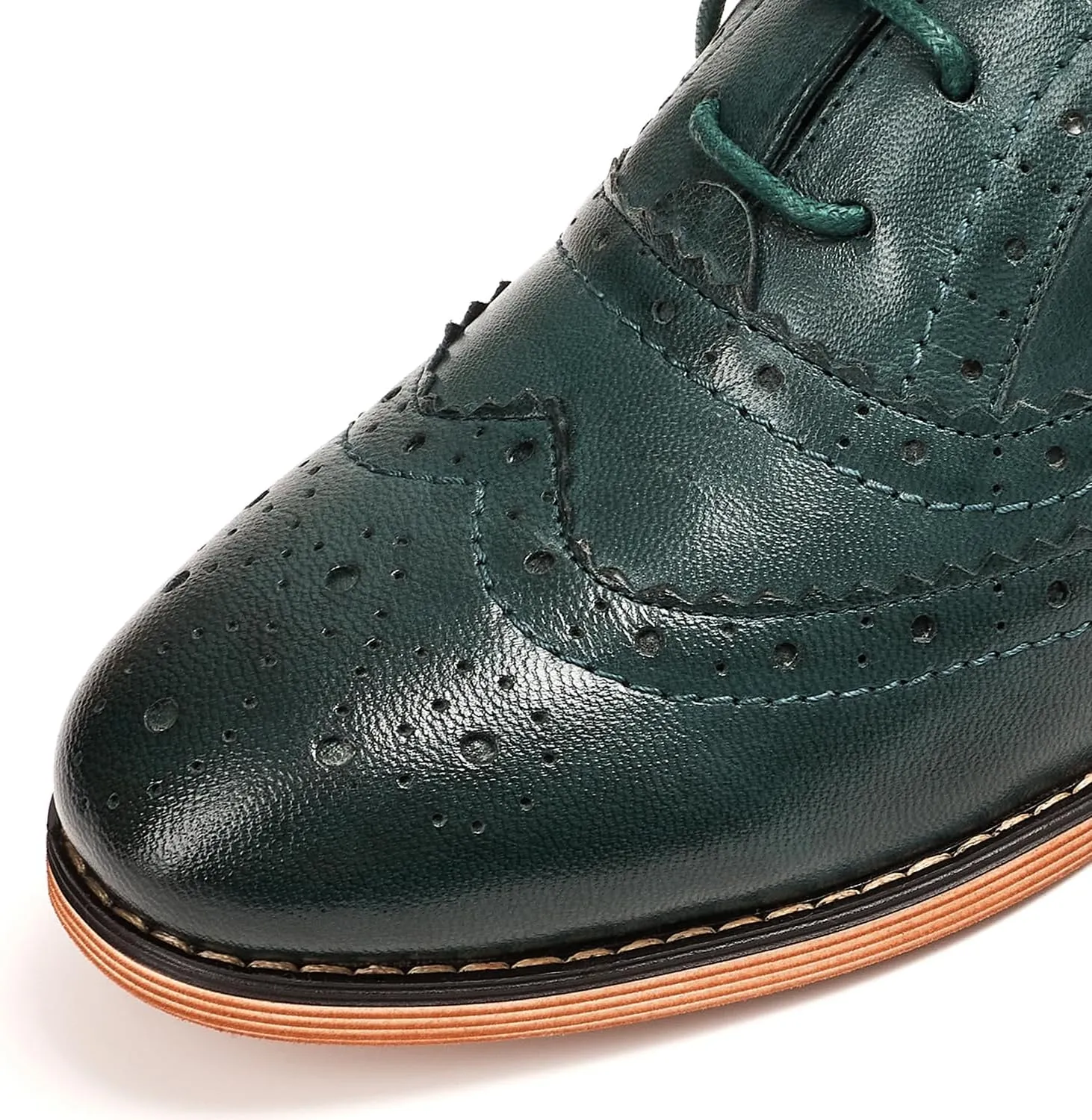 Mona flying Womens Handcrafted Comfy Wingtip Oxfords Brogue Ladies Lace up Leather Shoes