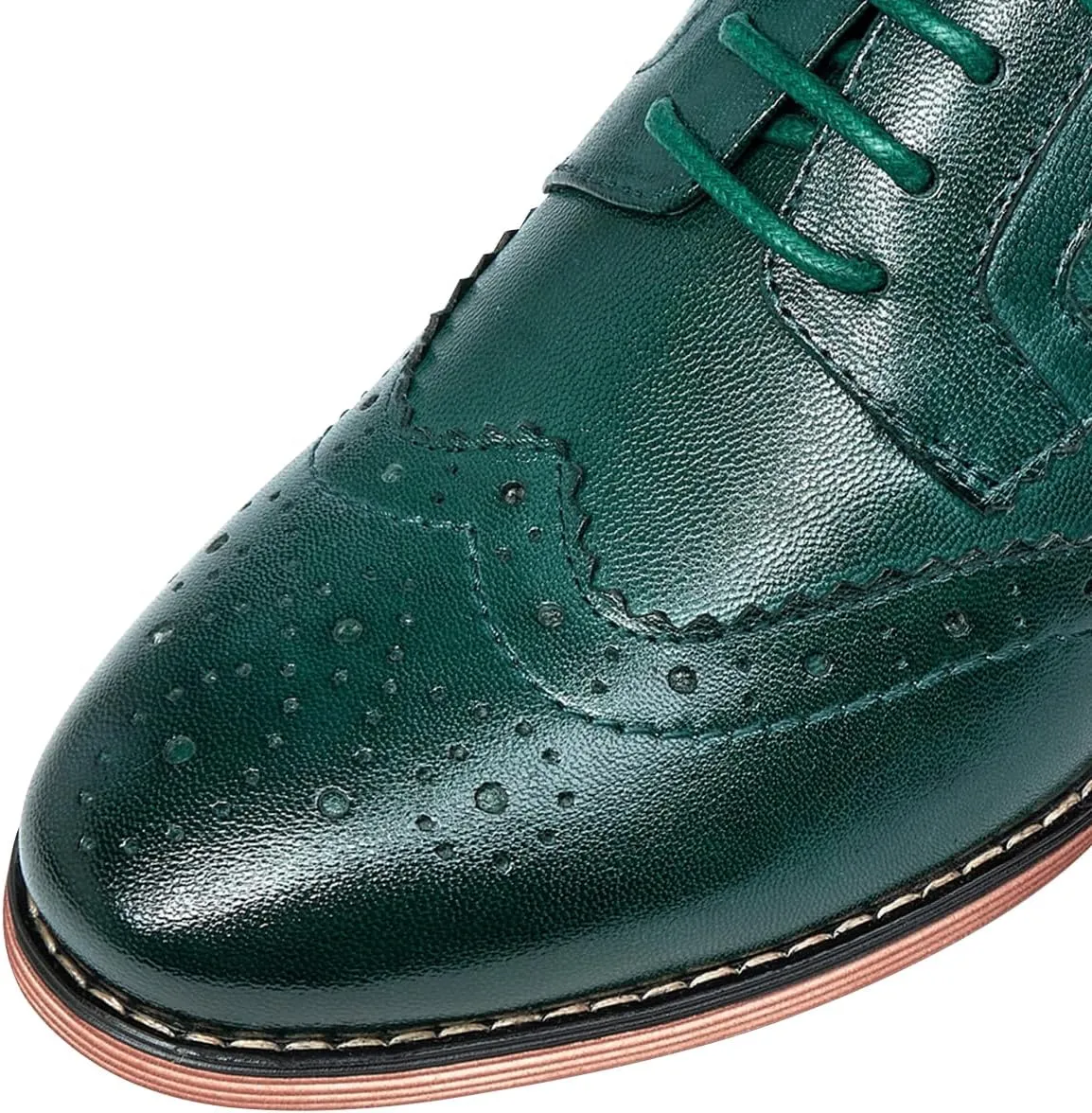 Mona flying Women's Leather Perforated Lace-up Oxfords Brogue Wingtip Derby Shoes for ladis Women