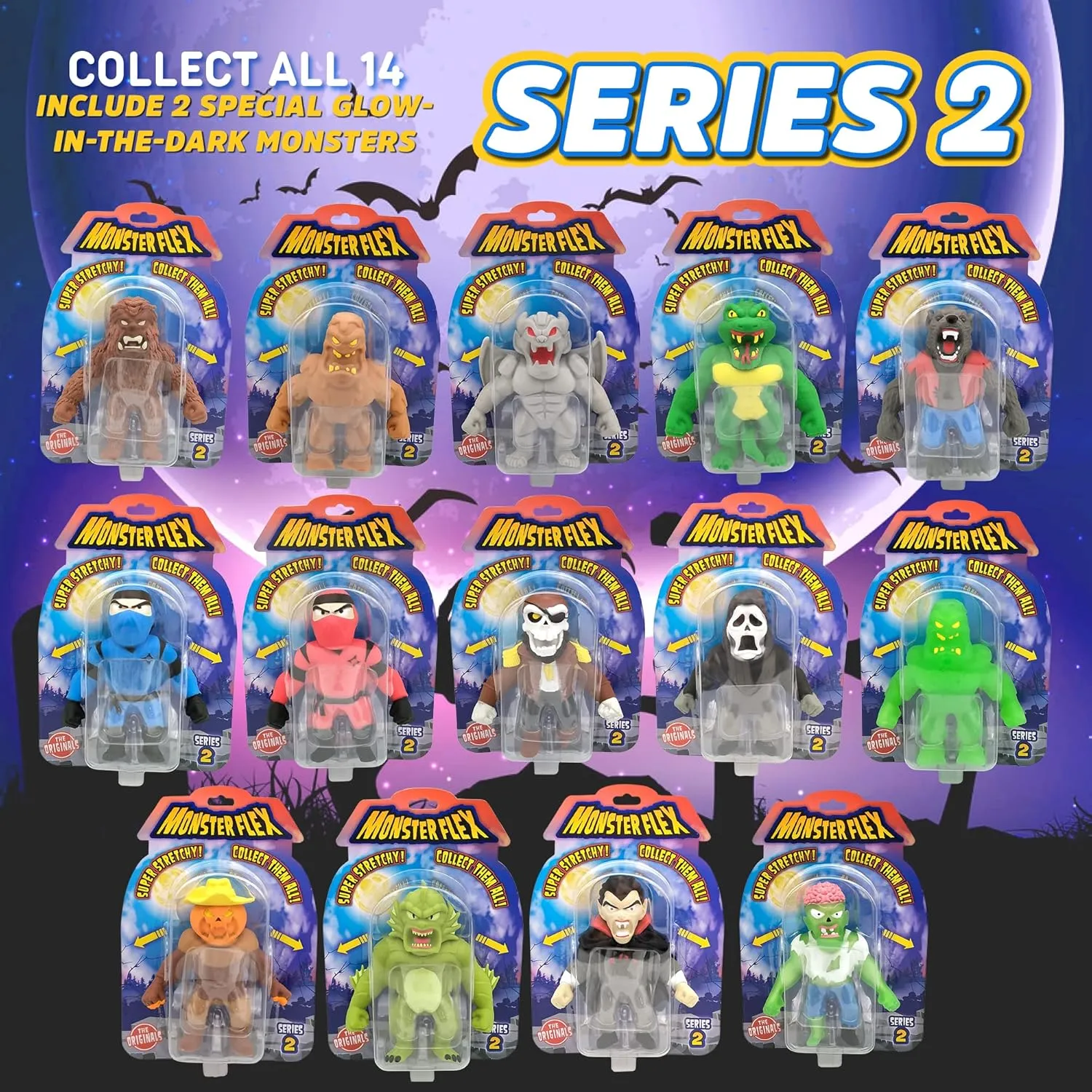 Monster Flex Stretchy Toys for Boys and Girls - Spooky Stretch Monsters, Stretch Guy Toys for Kids Birthday Party Favors - Series 2 (Vampire)