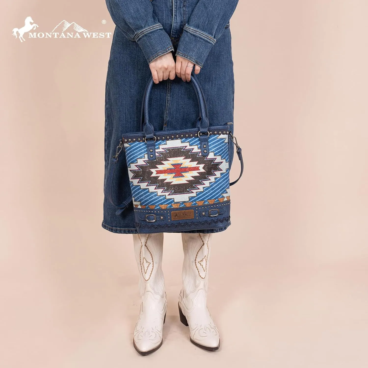 Montana West Western Aztec Tote Bag for Women Country Cowgirl Top Handle Shoulder Bag