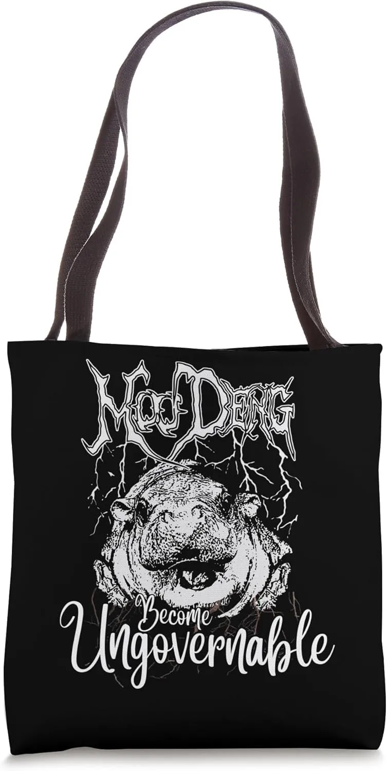 Moo deing Become Ungovernable Hippo Design Funny Moo-Deng Tote Bag