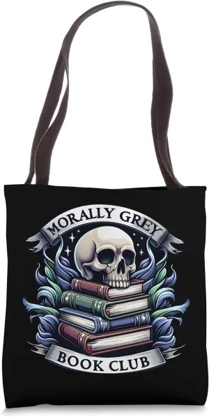 Morally Grey Book Club Skull Design for Readers Tote Bag