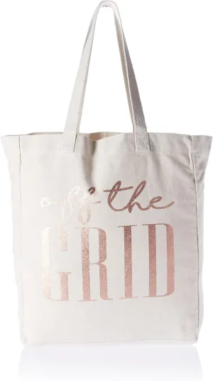 Mud Pie Rose Gold Metallic Travel Canvas Tote, Off The Grid