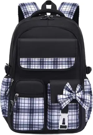 mygreen Cute Kawaii Kids Backpack for Girls - Anti - Theft, Multiple Pockets School Book Bags for Primary & Middle School Students Black Large