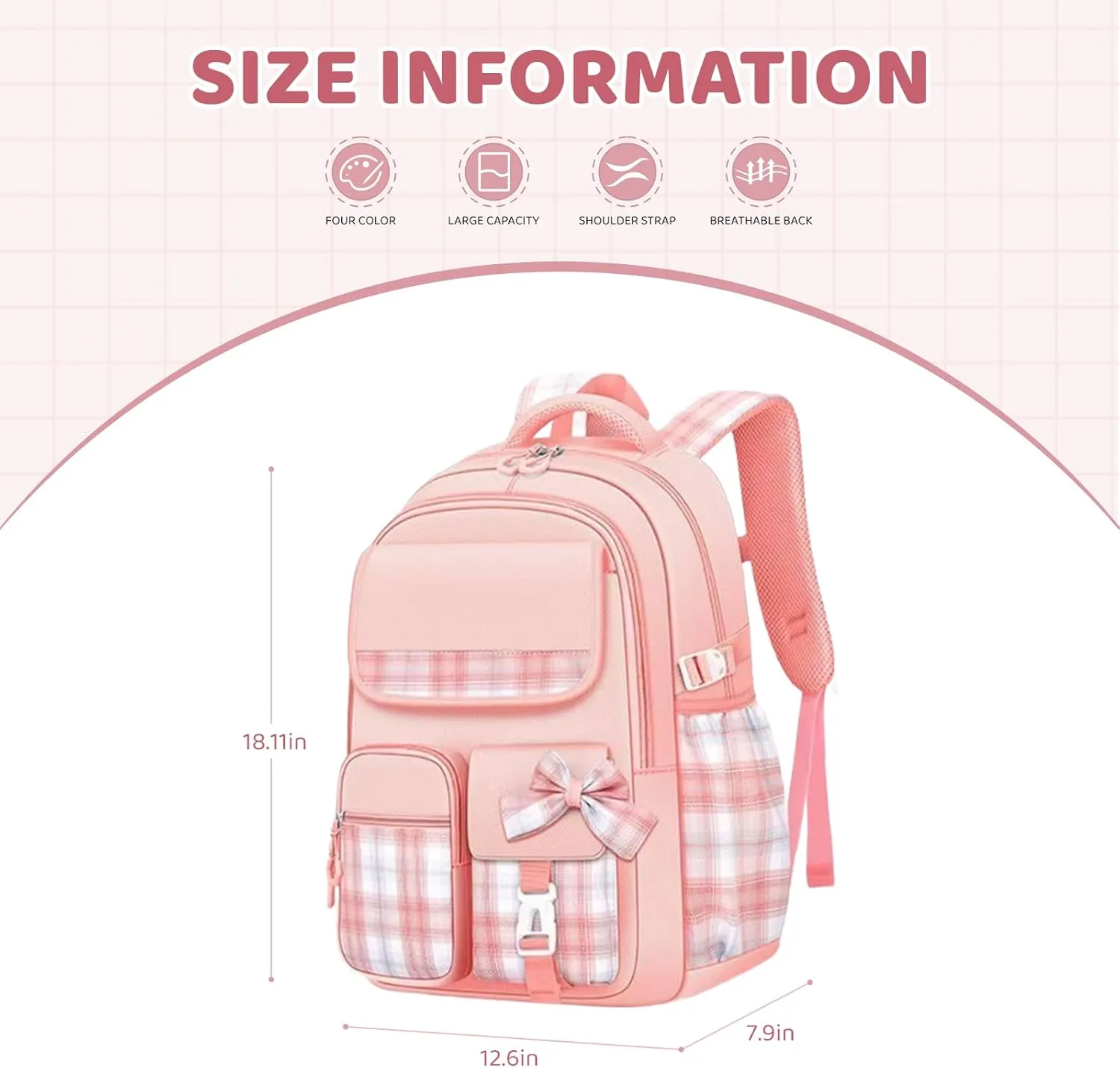 mygreen Cute Kawaii Kids Backpack for Girls - Anti - Theft, Multiple Pockets School Book Bags for Primary & Middle School Students Blue Large