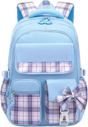 mygreen Cute Kawaii Kids Backpack for Girls - Anti - Theft, Multiple Pockets School Book Bags for Primary & Middle School Students Blue Large