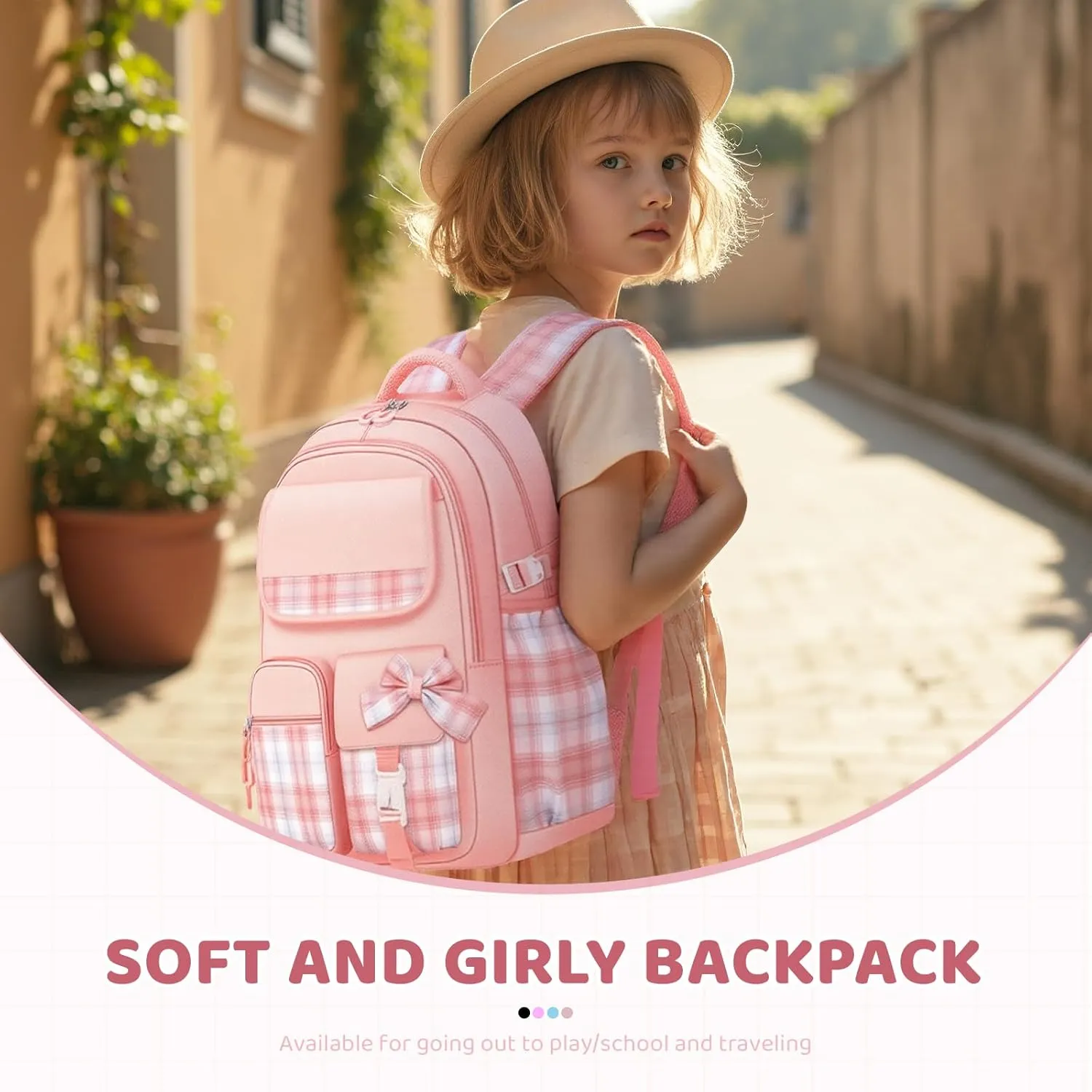 mygreen Cute Kawaii Kids Backpack for Girls - Anti - Theft, Multiple Pockets School Book Bags for Primary & Middle School Students Blue Large