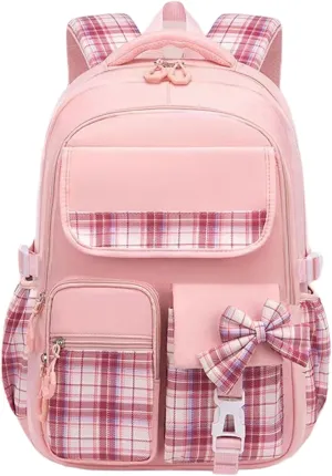 mygreen Cute Kawaii Kids Backpack for Girls - Anti - Theft, Multiple Pockets School Book Bags for Primary & Middle School Students Pink Large