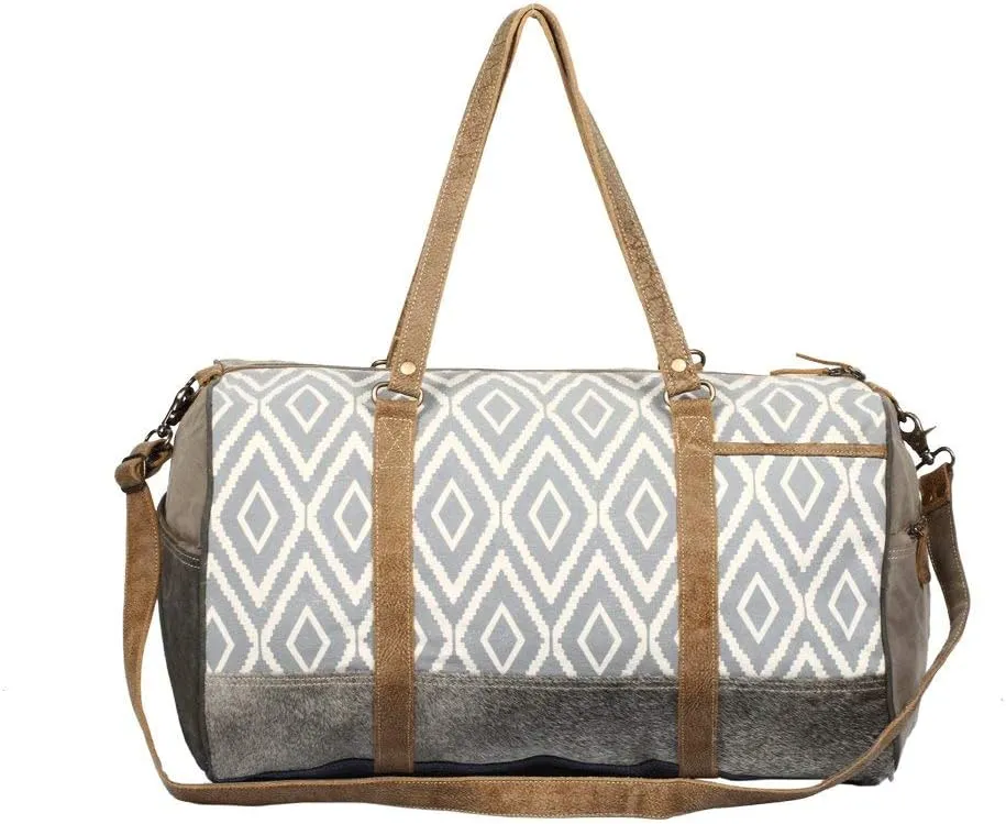 Myra Bag Artist's Impression Upcycled Canvas & Leather Traveller Duffel Bag S-1334