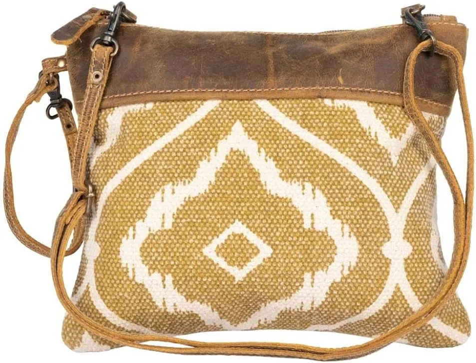 Myra Bag Chocolate Caramel Small & Crossbody Bag Upcycled Canvas, Leather & Rug S-2170