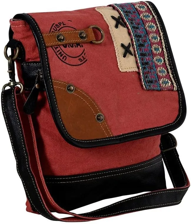 Myra Bag Shoulder Bag for Women - Western Upcycled Canvas and Leather Crossbody Bag