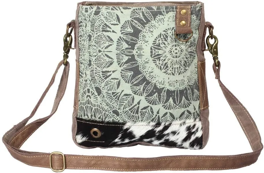 Myra womens Bag Verdant Upcycled Canvas & Cowhide Leather Shoulder Bag S-1209, Grey, One Size