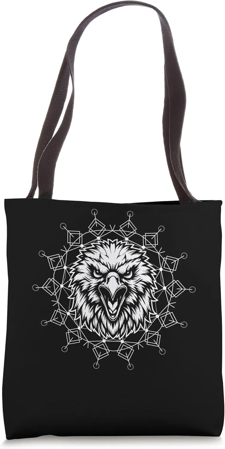 Mystical Eagle with Hexagonal Geometry Tote Bag