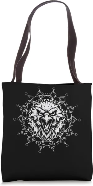 Mystical Eagle with Hexagonal Geometry Tote Bag