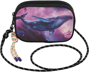 Nebula Whale Purple Small Crossbody Bags for Women Cell Phone Purses Shoulder Bag Handbag with Adjustable Strap